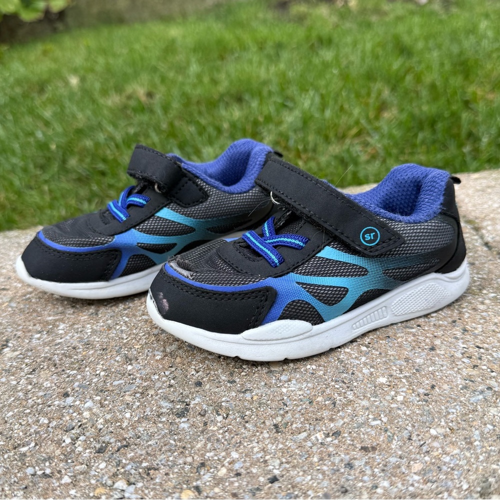 Stride Rite Black and Blue Kids Sneakers